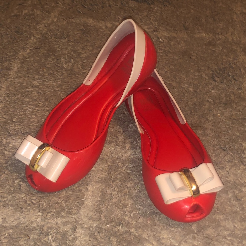 Melissa Queen Lii Bow Tie Peep Toe Flat